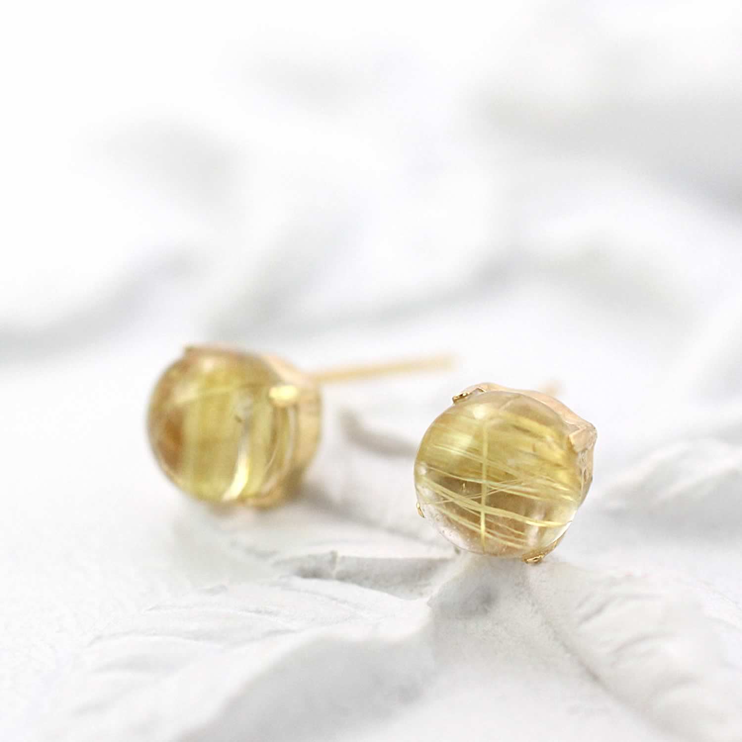 アクセサリーのプレゼント K18YG ルチルクォーツ ピアス 18金イエロー