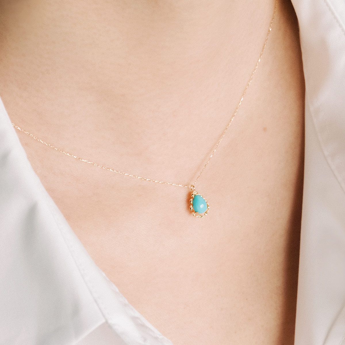 12月誕生石のプレゼント K18YG ターコイズ 12月の誕生石 ネックレス 18