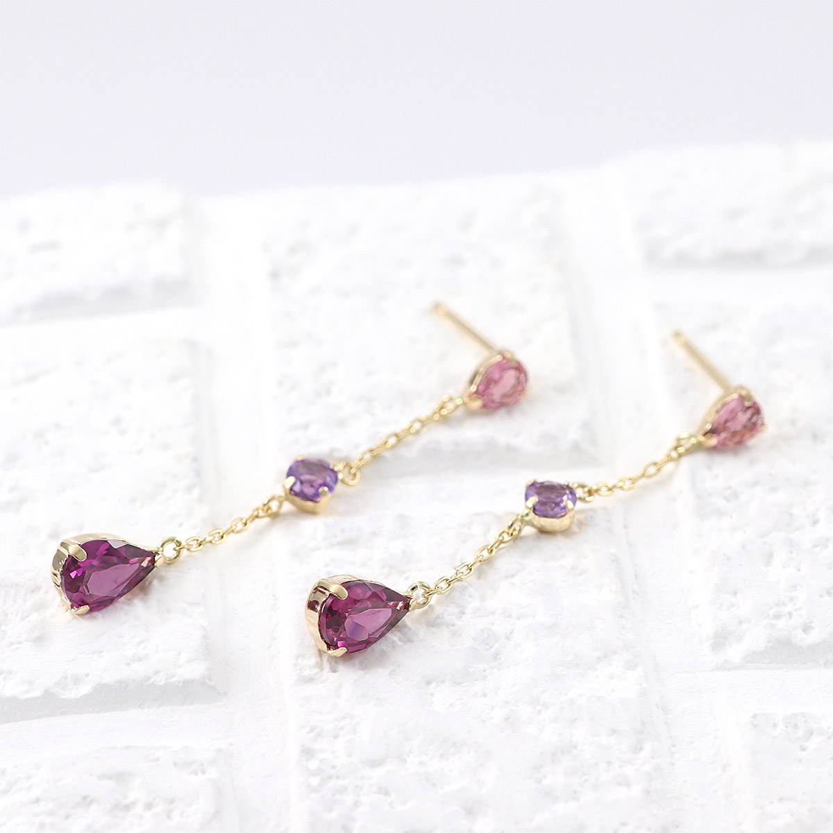 アクセサリーのプレゼント K10YG ピンクトルマリン＆アメジスト