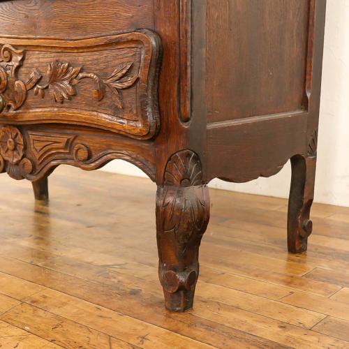 フレンチアンティーク キャビネット 猫脚 収納棚 オーク材 v_64915