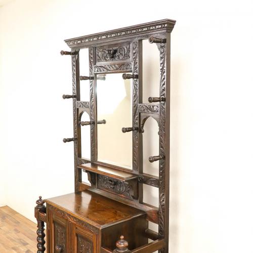 イギリスアンティーク ホールスタンド 玄関用家具 オーク材 v_59247