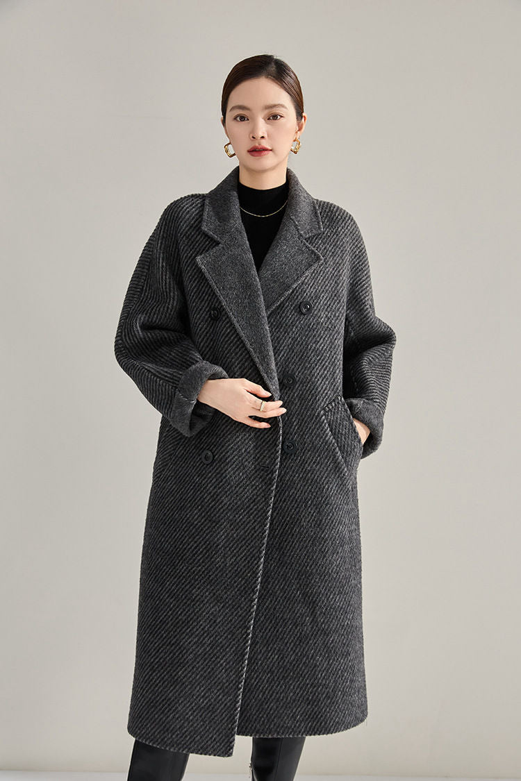 Double Breasted Belted Twill Double Face Wool Coat – Vivian Seven