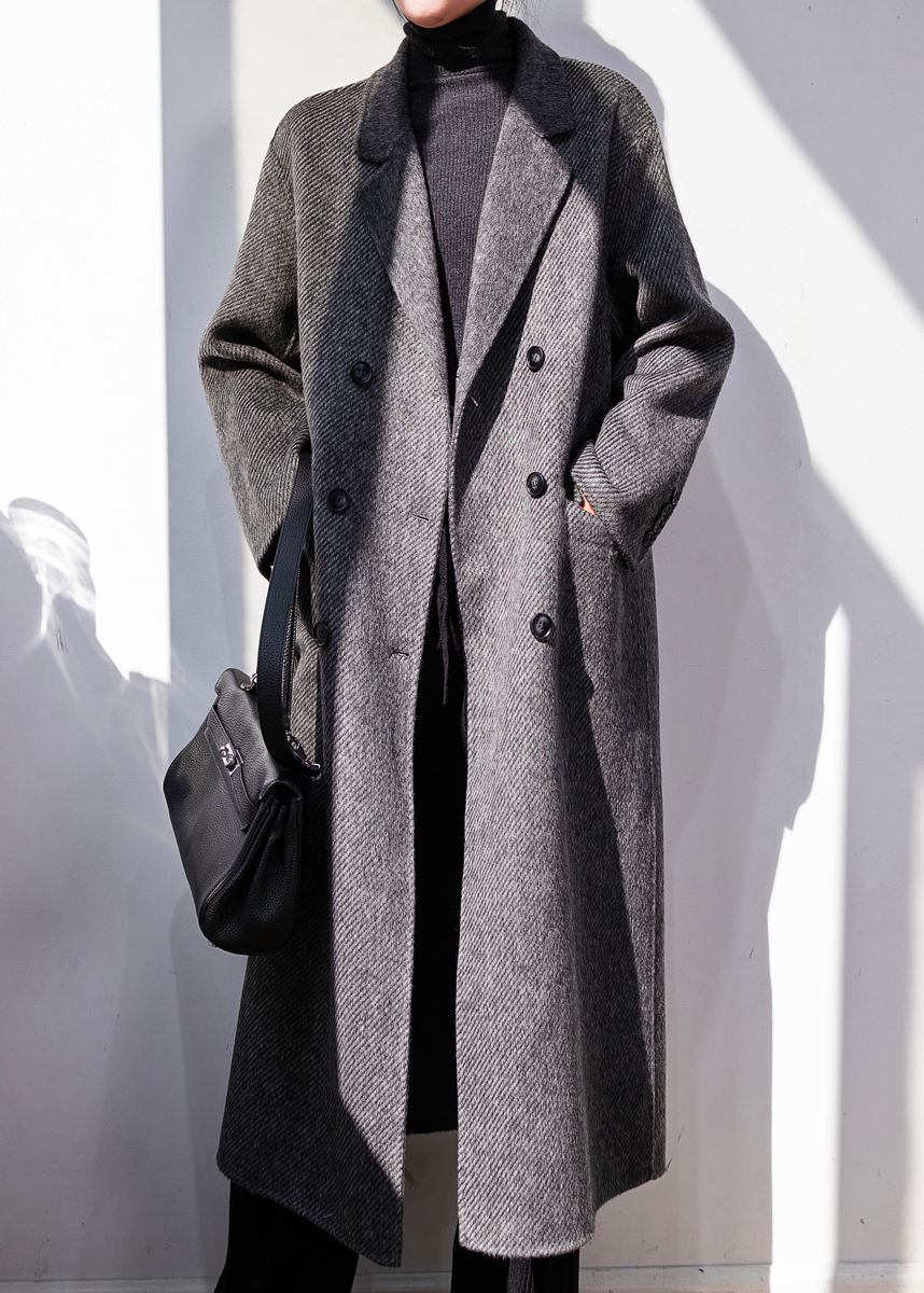 Zig Zag Gray Double Face Wool Long Coat – Vivian Seven