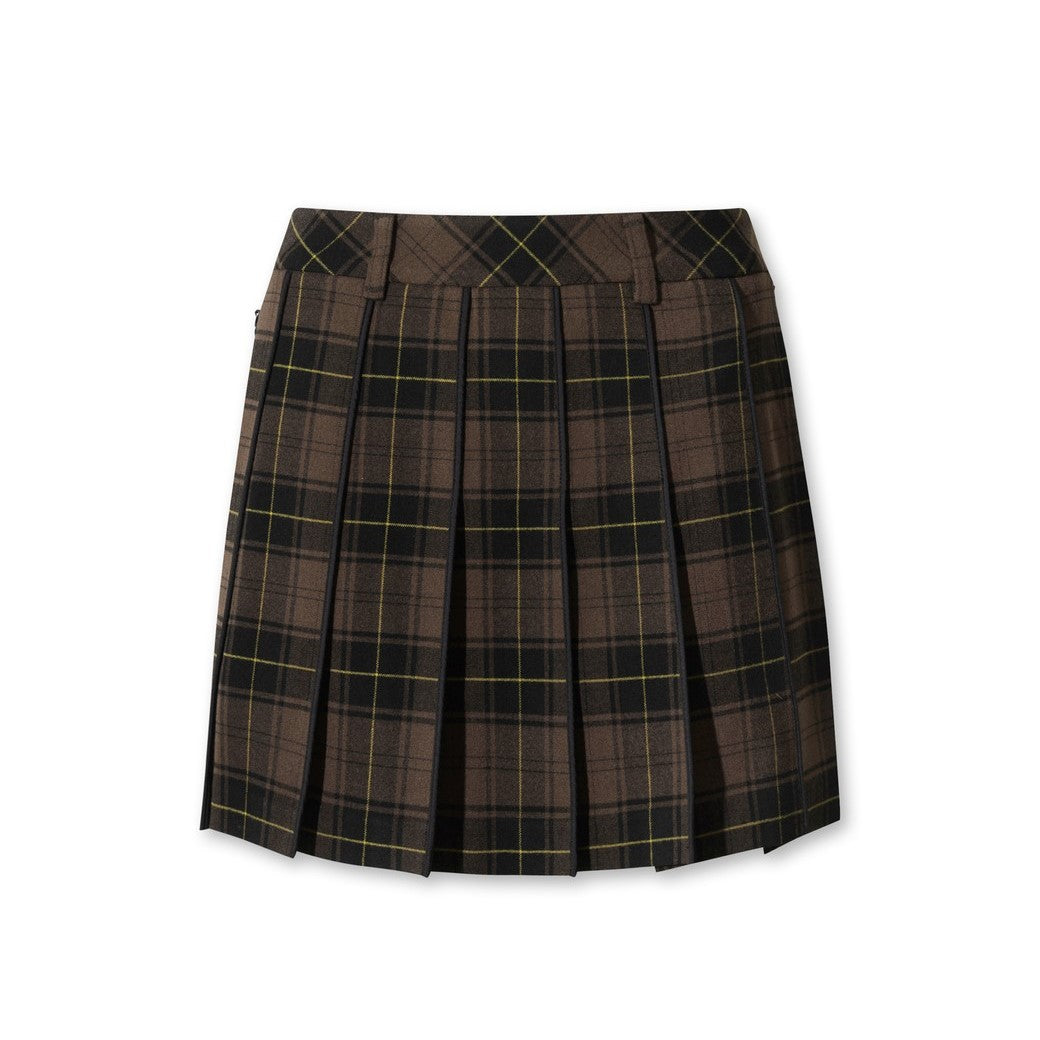 WOMEN チェックパターンプリーツスカート ブラウン
