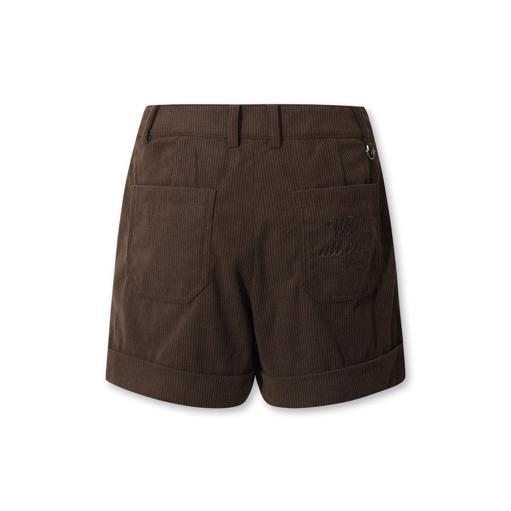 WOMEN コーデュロイハーフパンツ ブラウン