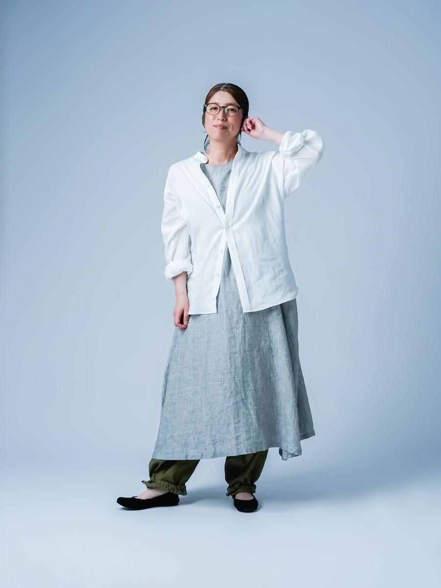 リネンシャツ】ラグランのラフさが際立つ！スタンドカラーシャツ