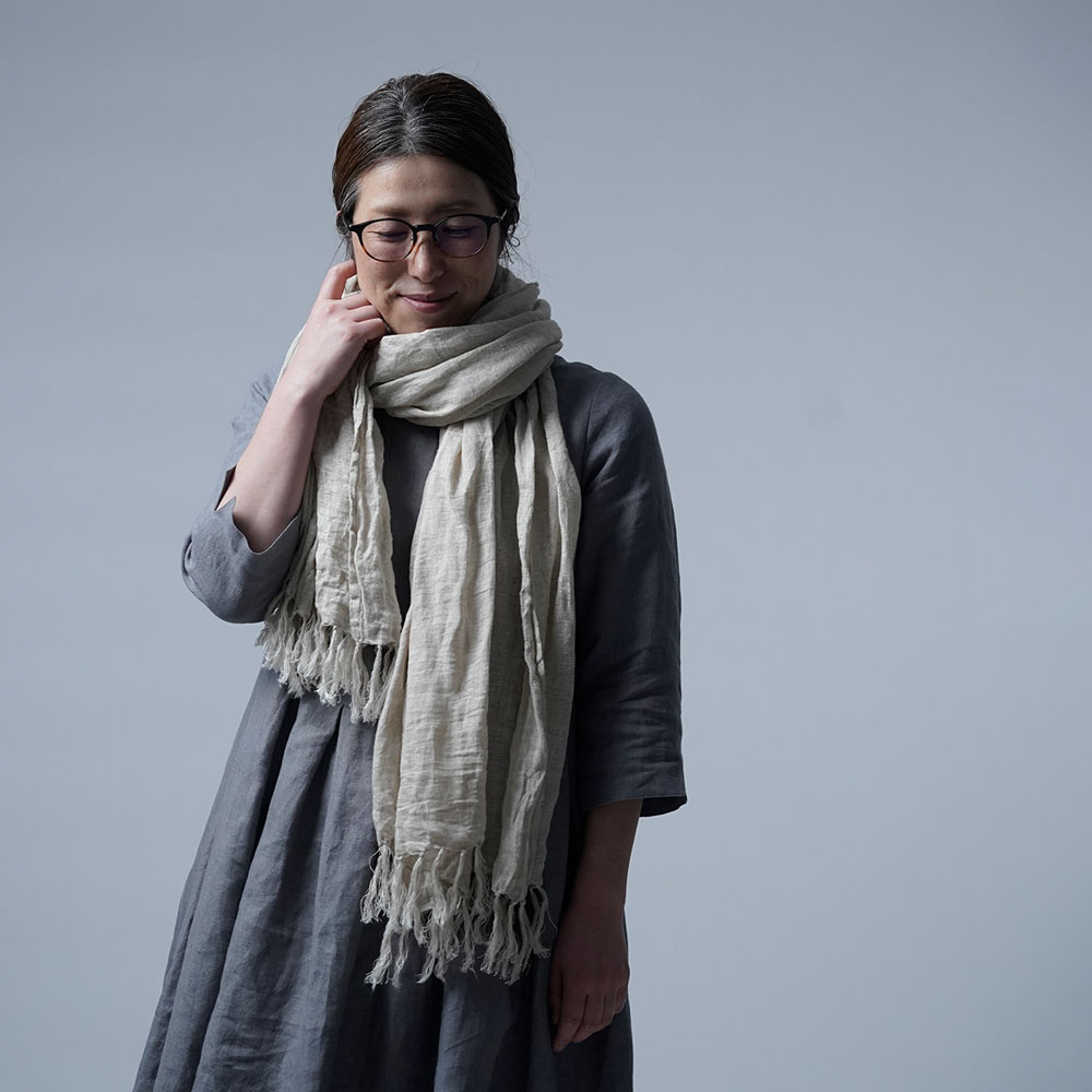 wafu】 Linen shawl 通年使える ガーゼ リネン ストール ハンド
