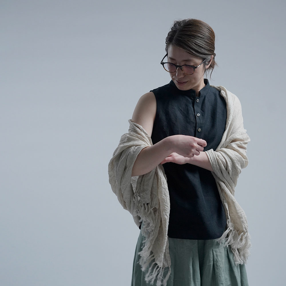 wafu】 Linen shawl 通年使える ガーゼ リネン ストール ハンド