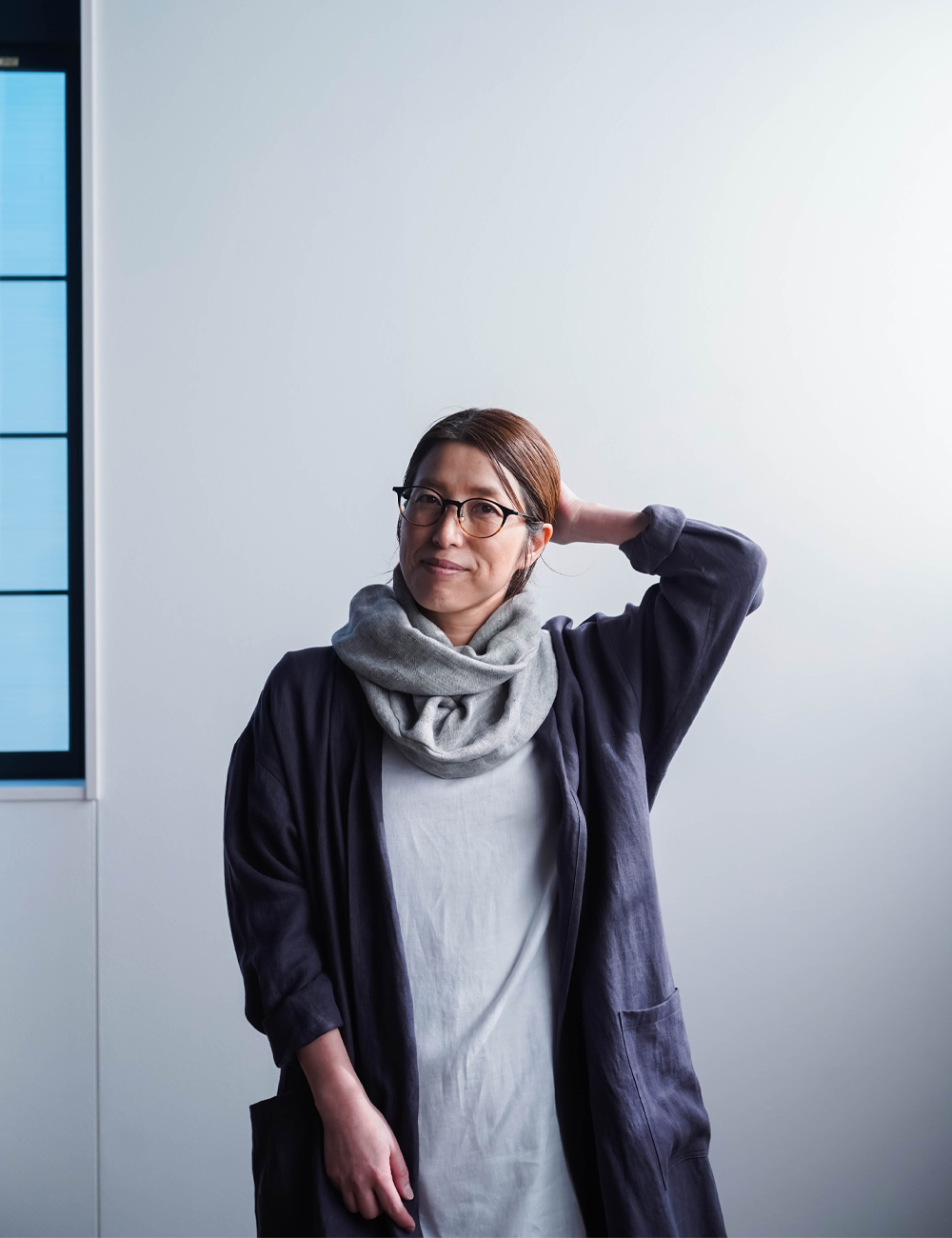 ふわとろ3重リネンガーゼのスヌード】首守（シュシュ）/杢グレー z005d