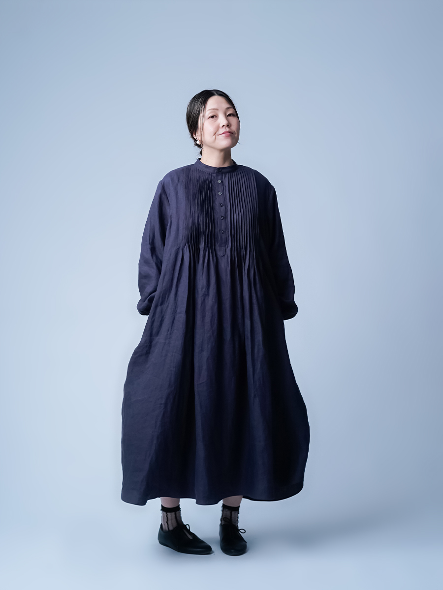 リネンワンピース】琴線に触れるプレミアムリネン ピンタックドレス