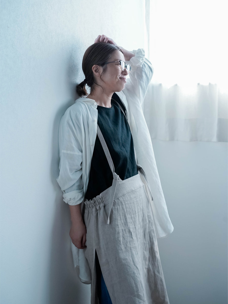 リネンタブリエ】魔法のエプロンスカート ／ 亜麻ナチュラル a037a-amn2