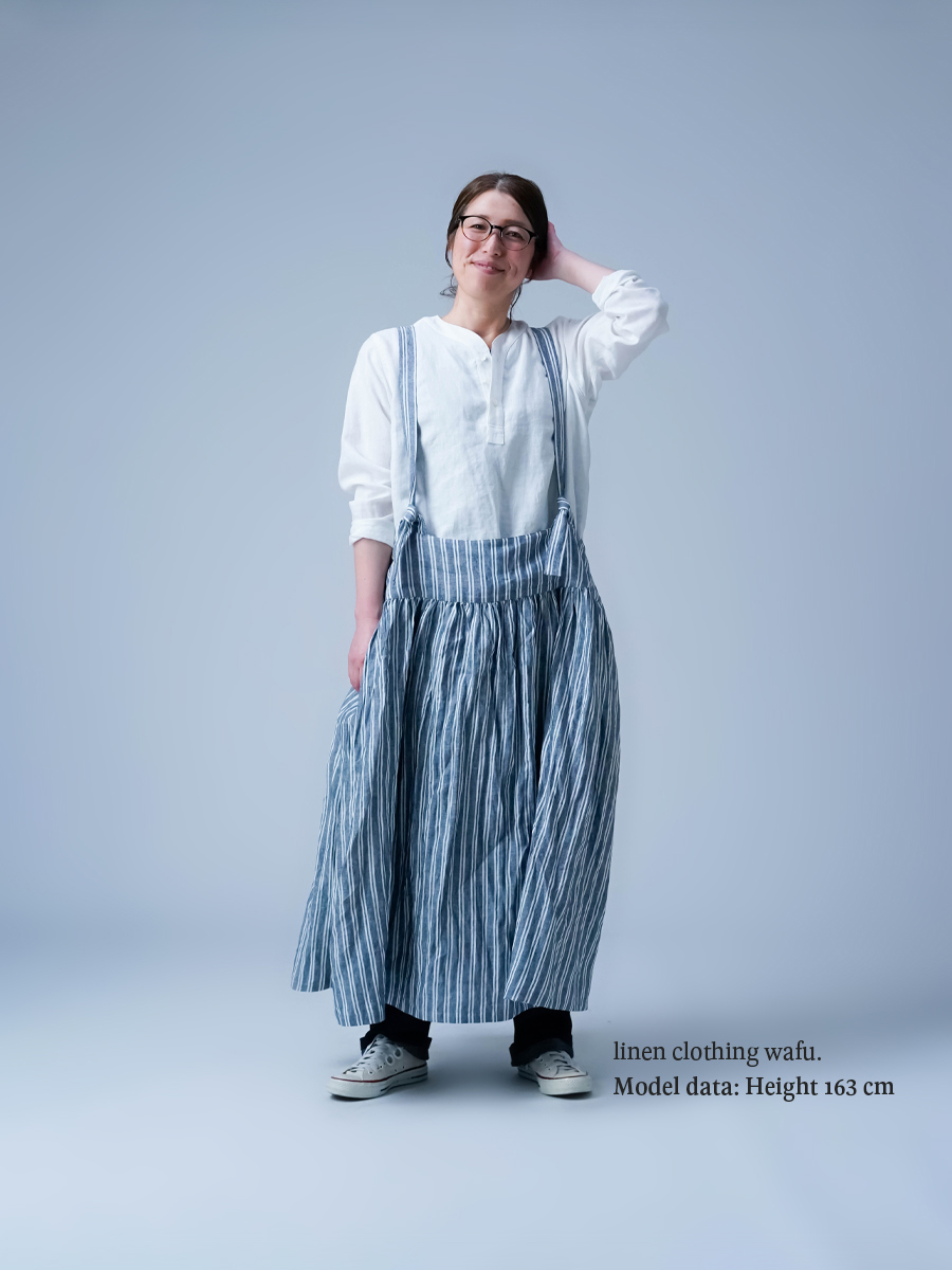 リネンタブリエ】レア度満点 タブリエエプロン スカート ／ ストライプ