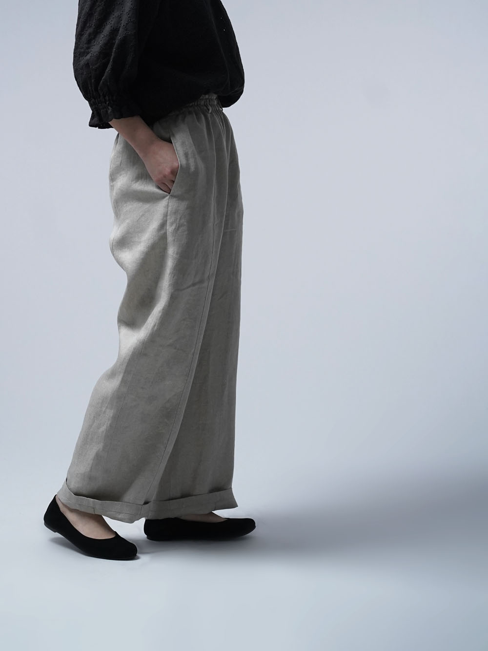 プレミアム】 リネン バギーパンツ / フラックス b011f-flx1