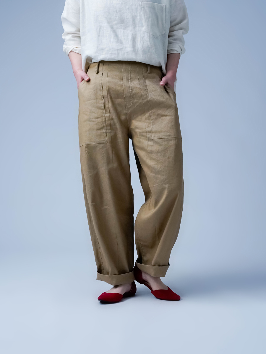 リネンソロテックス】肩肘張らない リラックスワイドパンツ