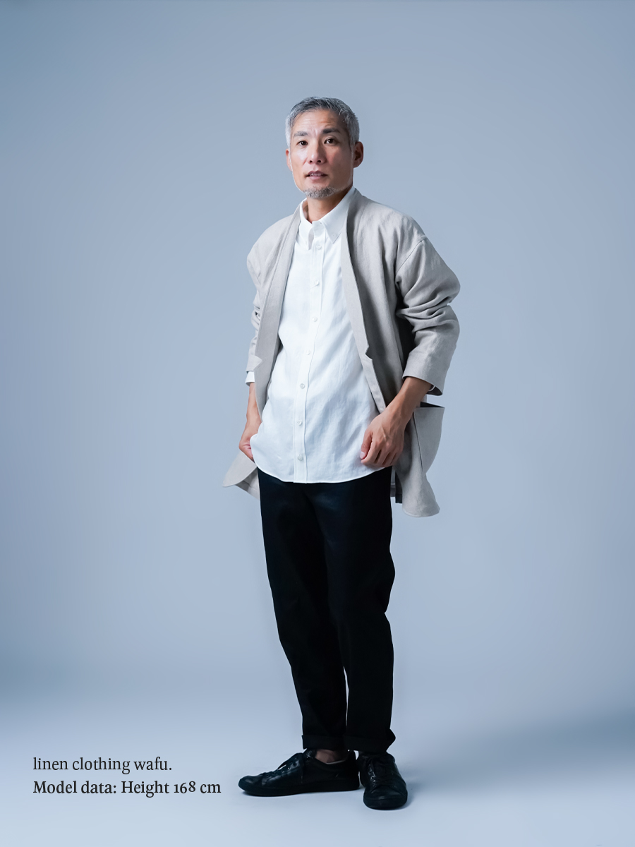 リネンジャケット】曖昧の美学。ヘリンボーンリネン カーディガン