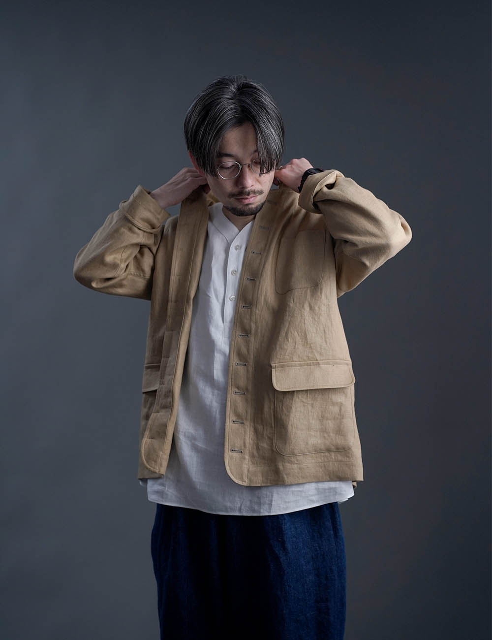 受注製作】【プレミアム】リネンジャケット フレンチ ヴィンテージ