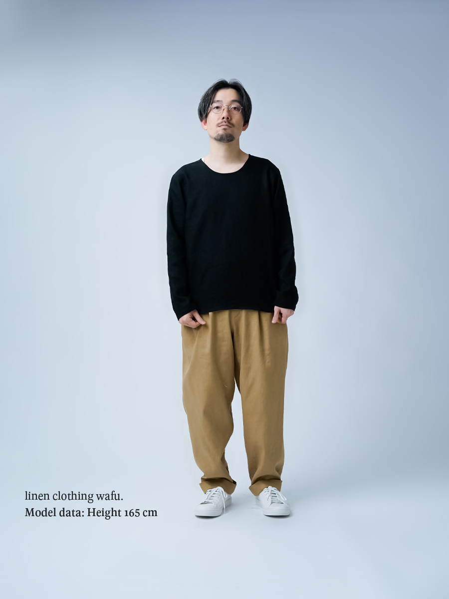 リネントップス】ずっと定番にしたくなるトップス / 黒色 p008b-bck1