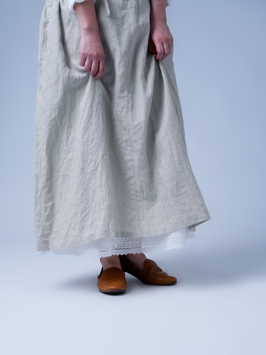 リネンスカート】 重ね穿きの救世主 レースペチスカート ／ 白色 p002c