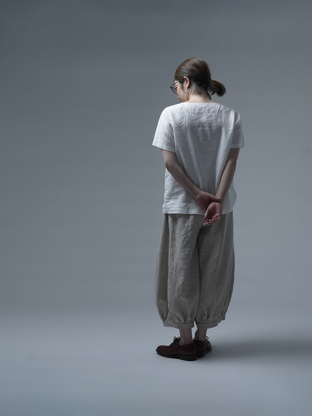 リネントップス】ふわっと 軽くやさしい 肌触り/ 白色 p015a-wht1