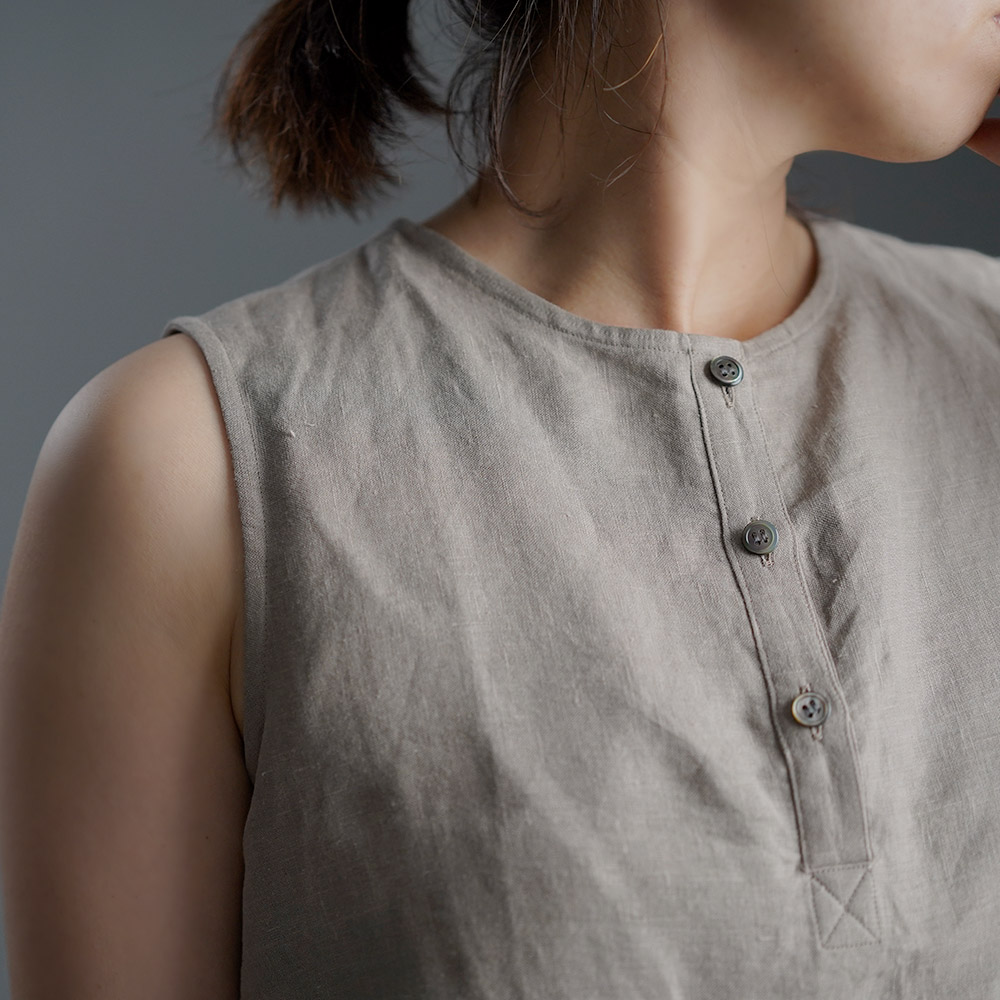 リネントップス】軽く やわらかい 快適インナー /榛色(はしばみいろ