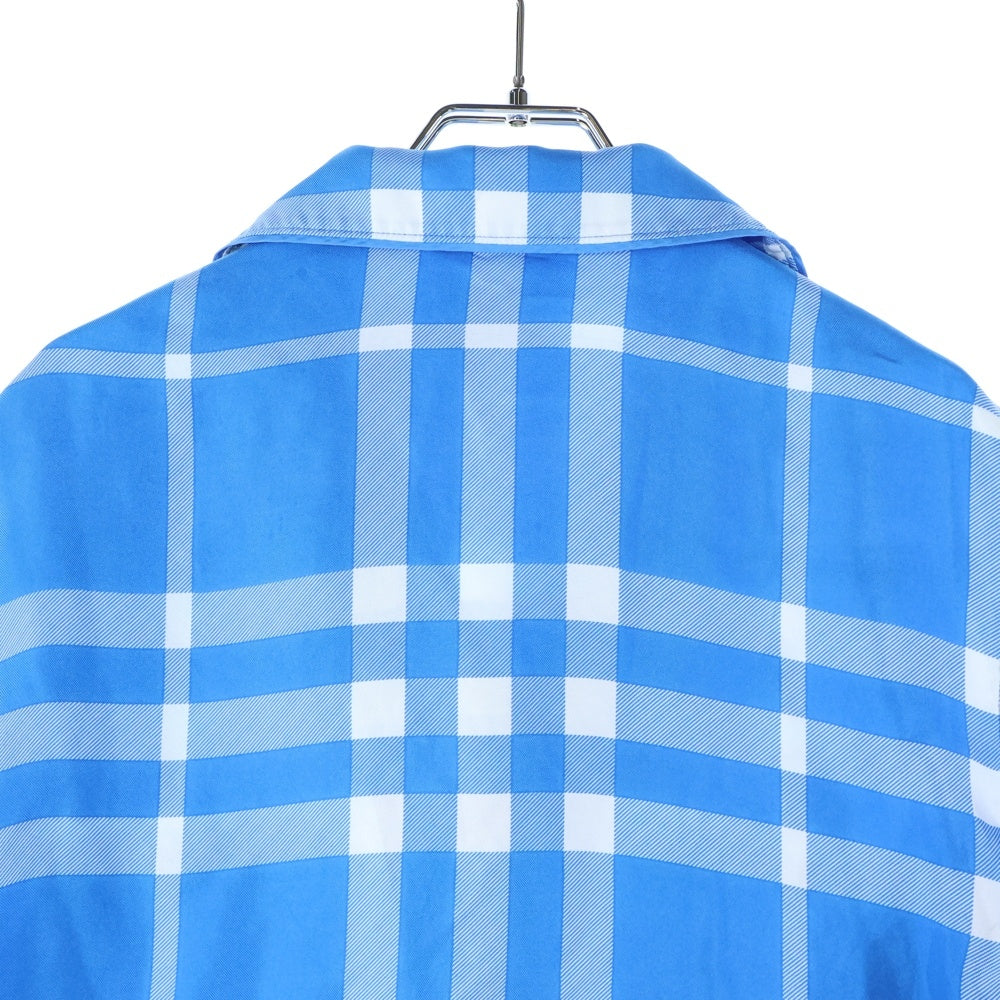 BURBERRY(バーバリー) バーバリーチェック柄 シルク半袖シャツ ブルー