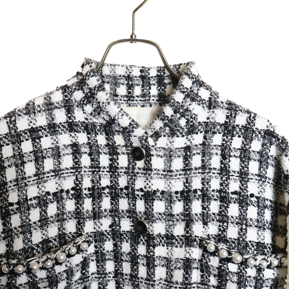CHANEL(シャネル) 25SS ココマークボタン パール装飾 ギンガムチェック