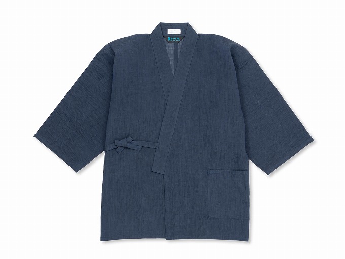 美品 小千谷ちぢみ 麻 鉄紺 身丈157身幅広め ◇小千谷ちぢみ 夏の大人