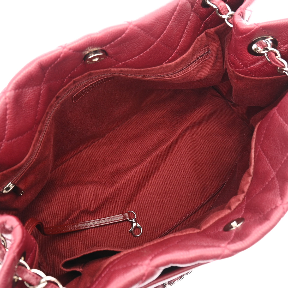 シャネル チェーントートバッグ レッド A48374 キャビアスキン