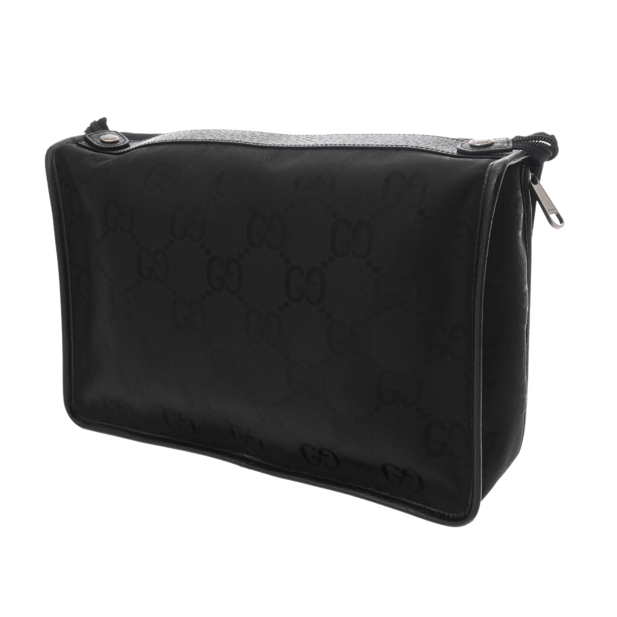 グッチ トラベルポーチ ブラック/シルバー金具 674797 ナイロン/レザー