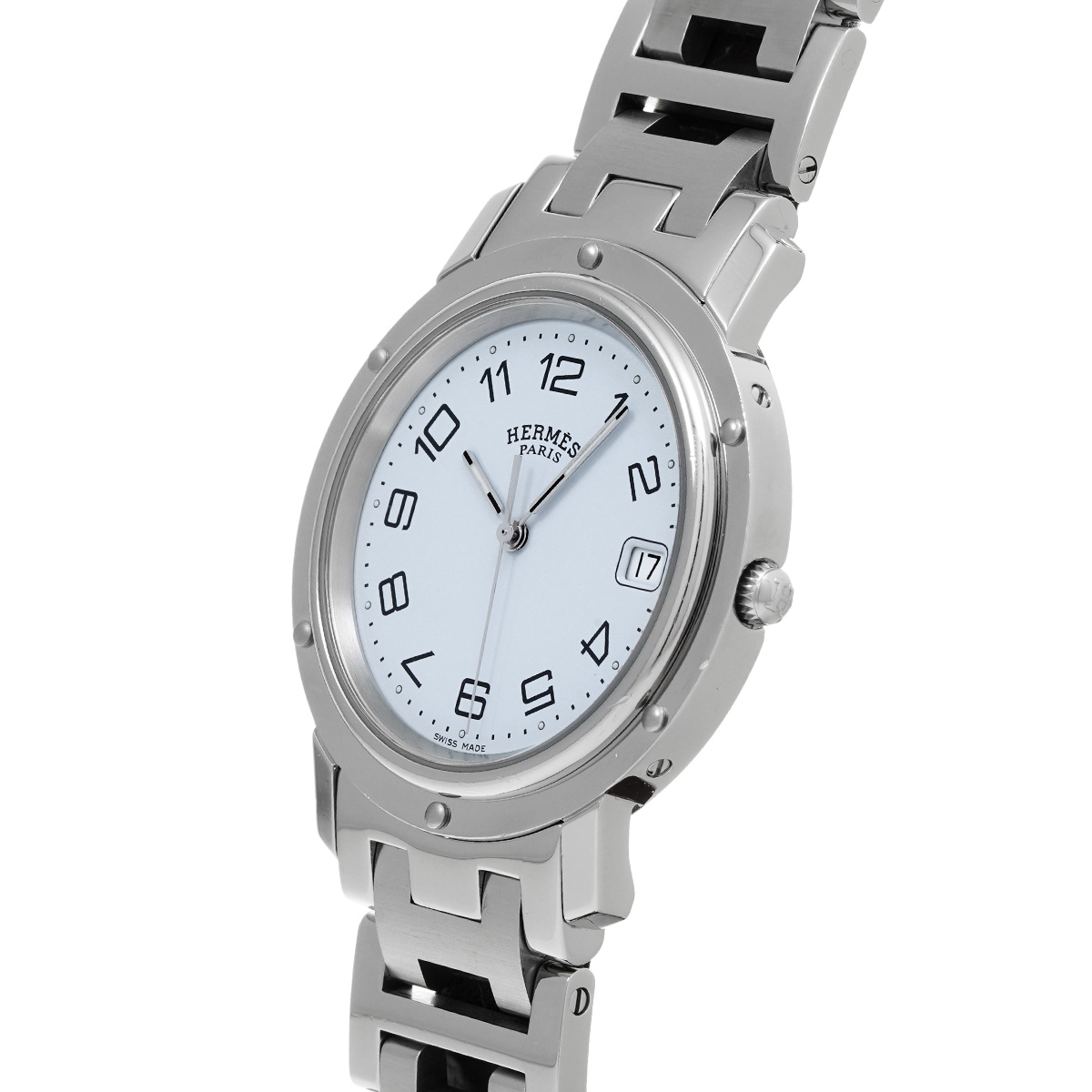 エルメス クリッパー CL6.710 ホワイト メンズ 時計 【中古