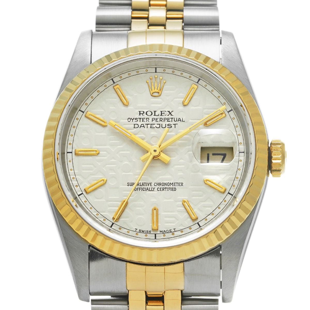 ロレックス デイトジャスト 16233 アイボリーコンピュータ メンズ 時計