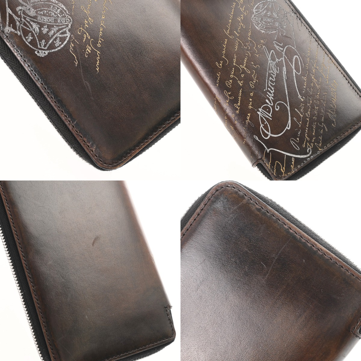 ベルルッティ カリグラフィ ラウンドファスナー ダークブラウン