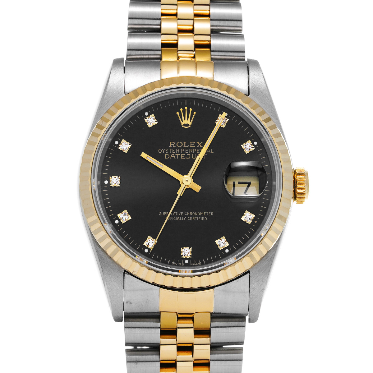 ロレックス デイトジャスト 16233G ブラック/ダイヤモンド メンズ 時計