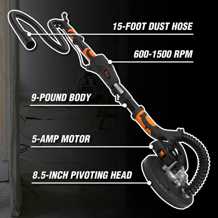 WEN 6369 Variable Speed 5-Amp Drywall Sander with 15-Foot Hose