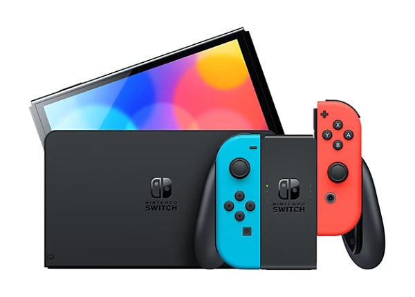 Nintendo Switch OLED - game console - black, neon red, neon blue