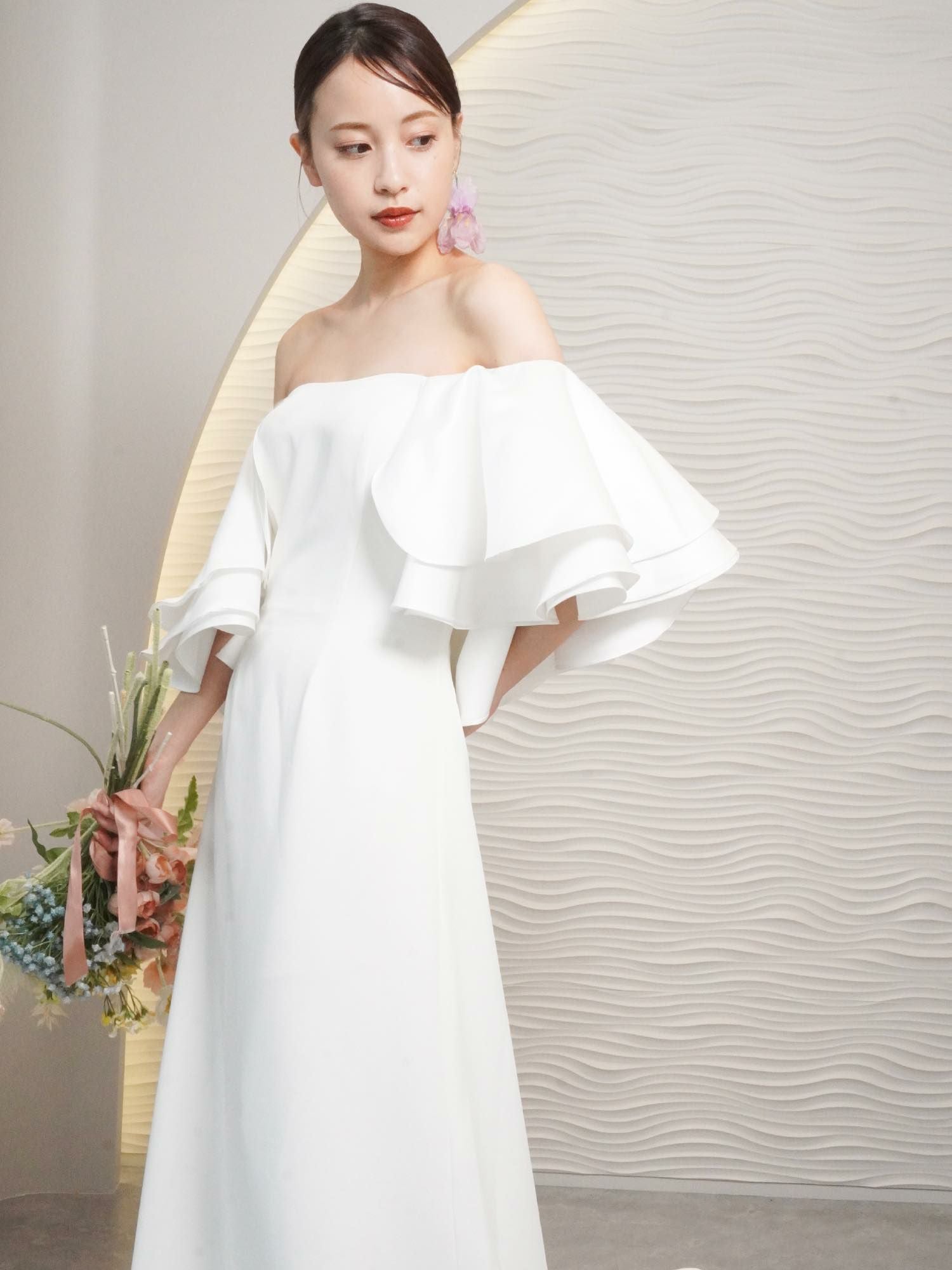 2wayティアードフレアスリーブ スレンダードレス〈PD-WDOR-211