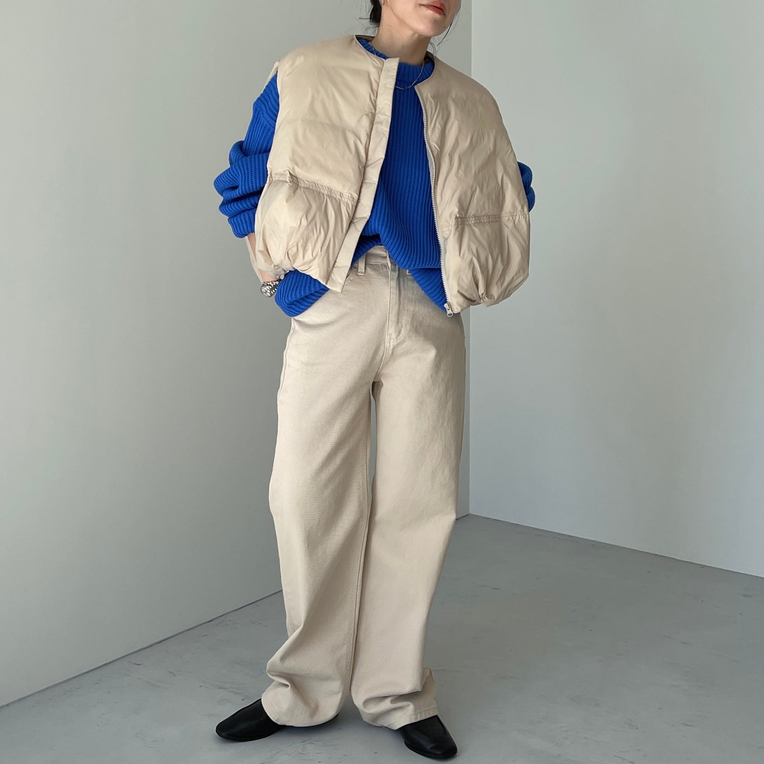 egg down vest / beige （パーフェクトシルエットダウンコート