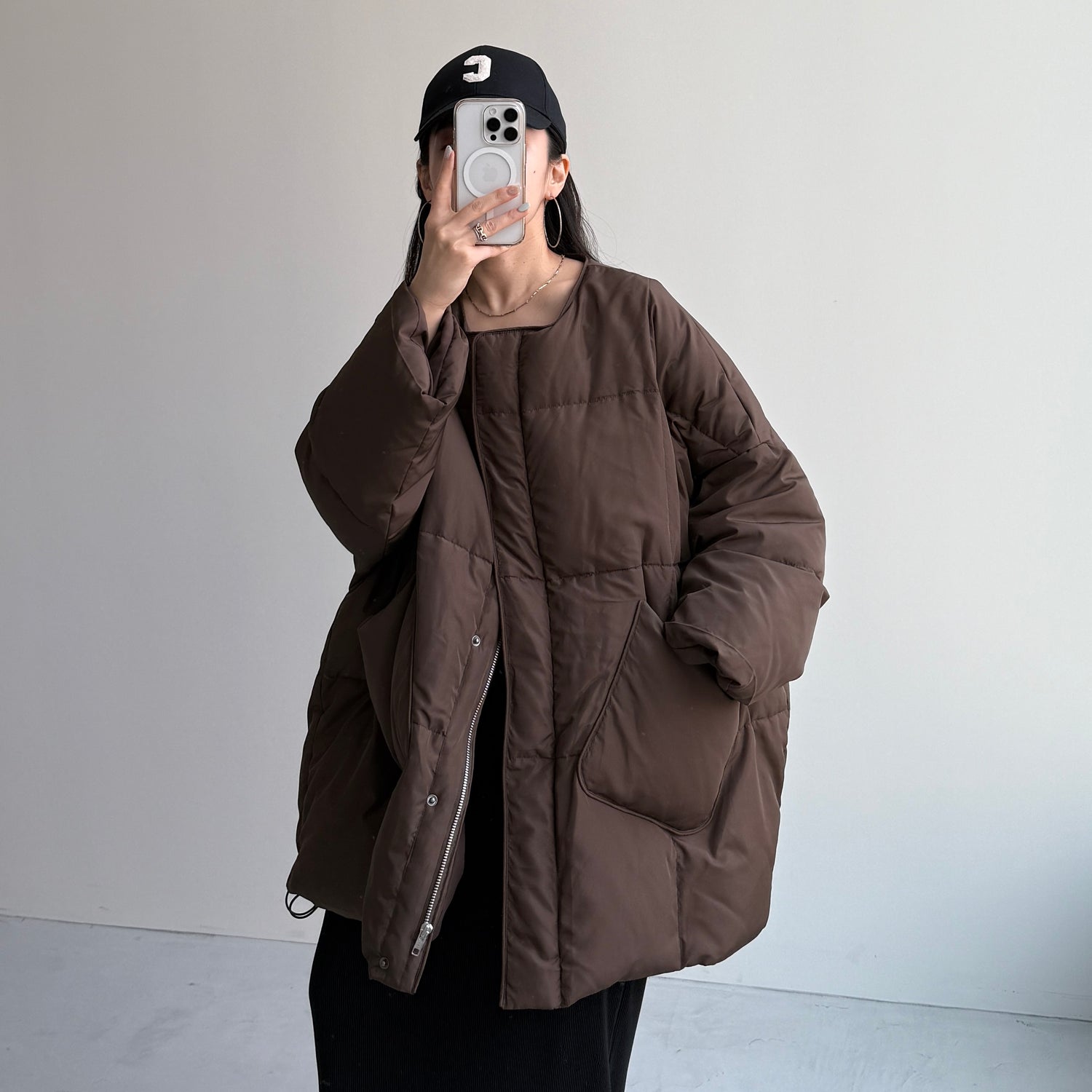 選べるポケット】perfect silhouette down / brown （パーフェクト