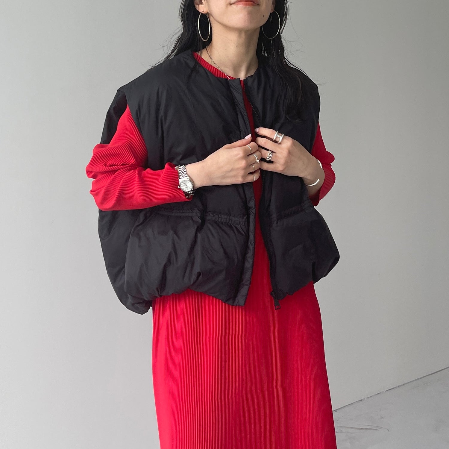 egg down vest / black （パーフェクトシルエットダウンコート