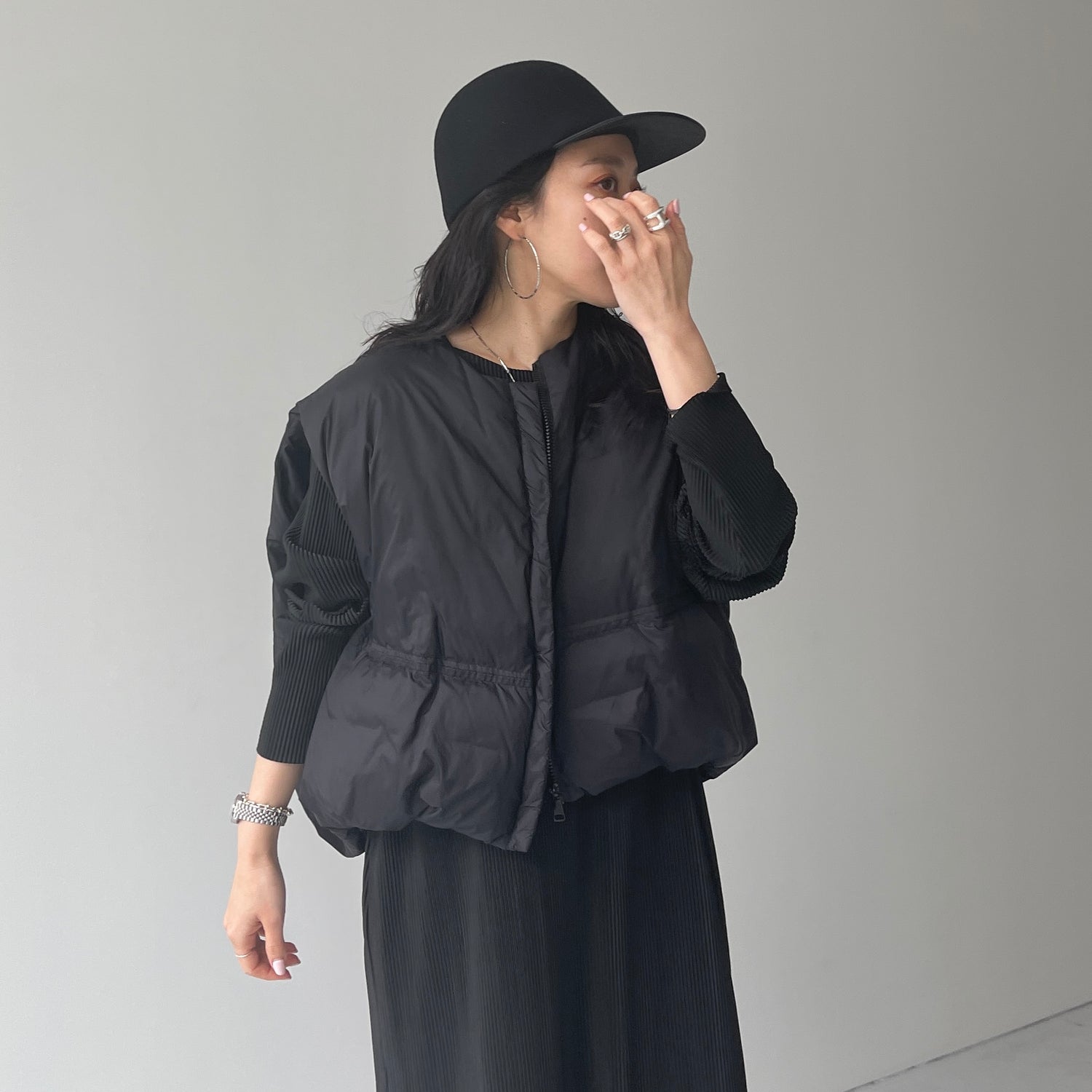 egg down vest / black （パーフェクトシルエットダウンコート