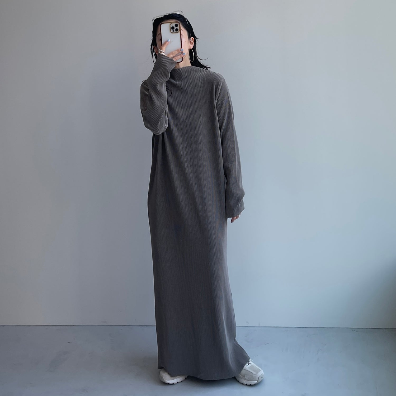 daily daily super stretch pleats one piece / ash gray [FREE or