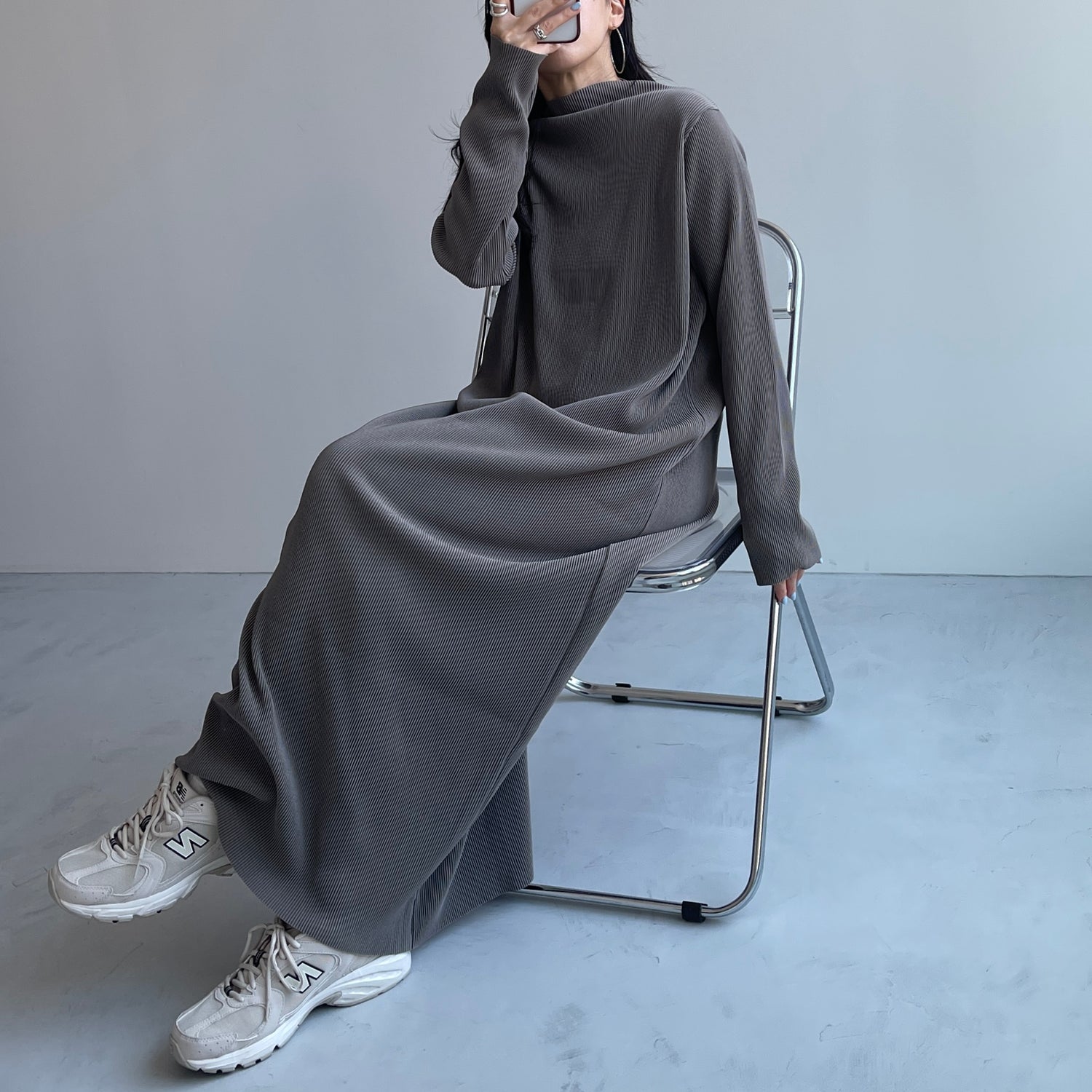 daily daily super stretch pleats one piece / ash gray [FREE or