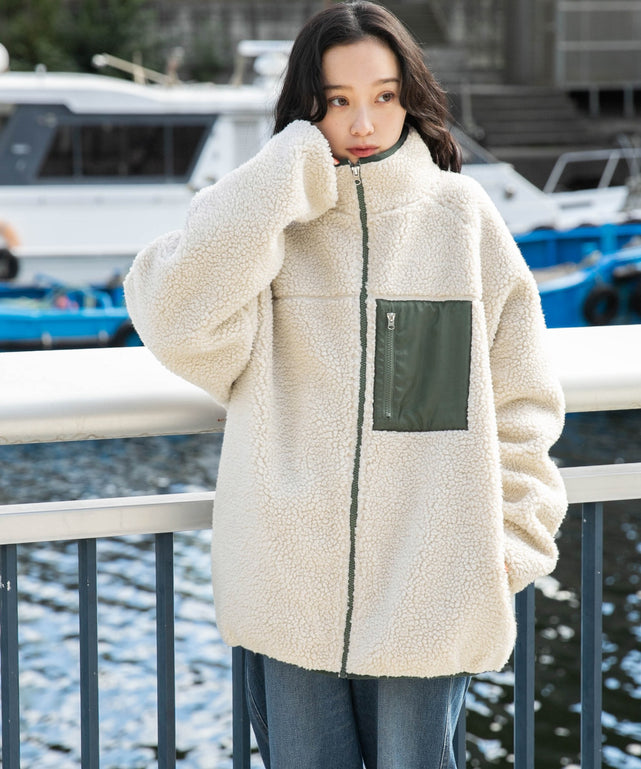 Fano Studios ジップアップブルゾン アイボリー M ボアコート Fano