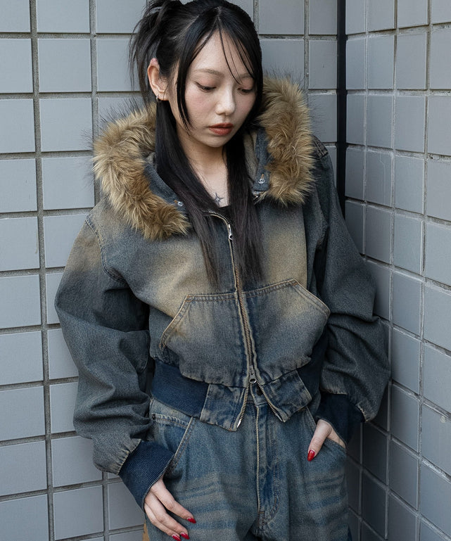 ファーフードデニムショートブルゾン｜WEGO（ウィゴー） – WEGO ONLINE