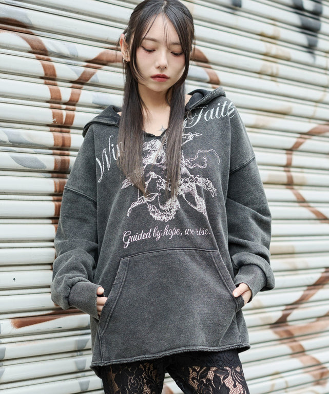 ヴィンテージグラフィックキーネックプルパーカー｜WEGO（ウィゴー