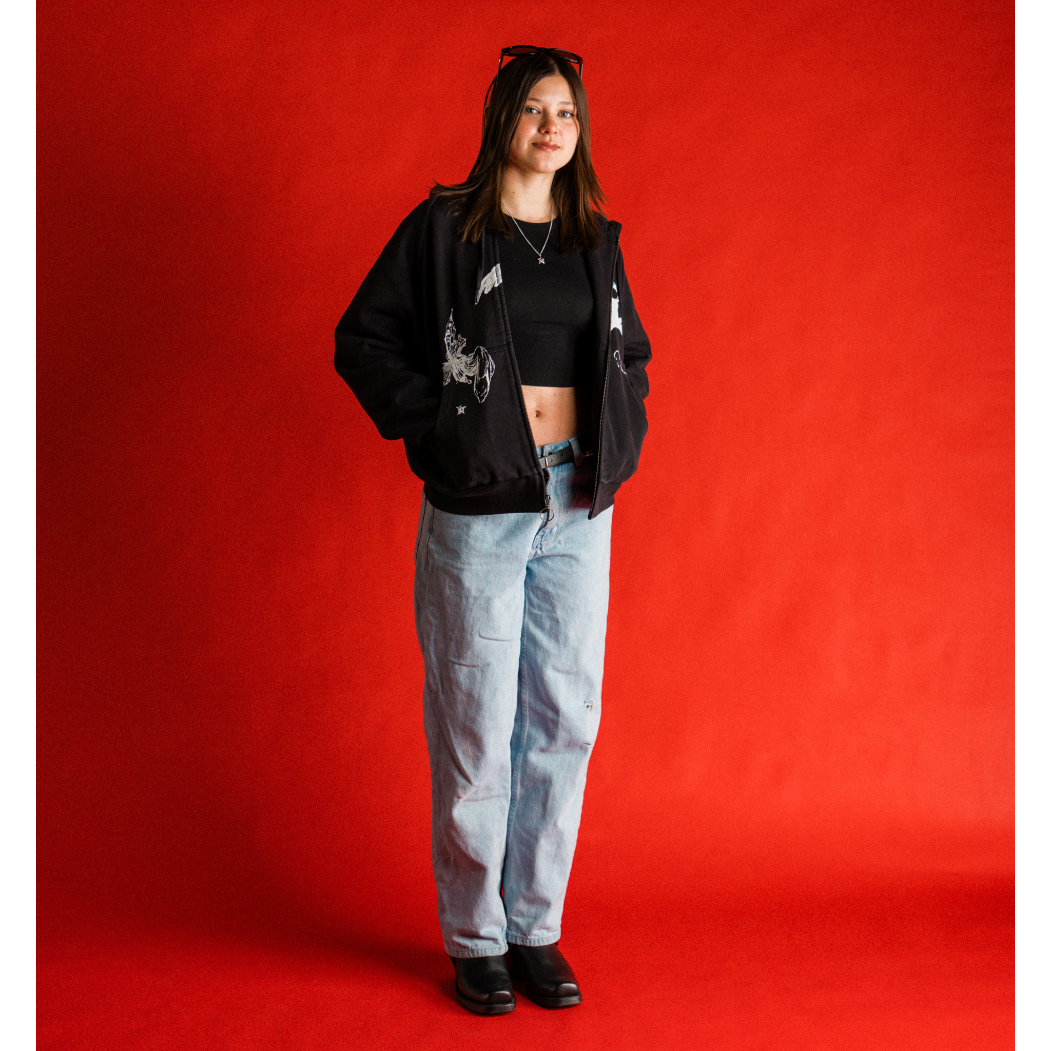 Duality Cropped Pigment-Dyed Zip Hoodie – Welcome Skateboards