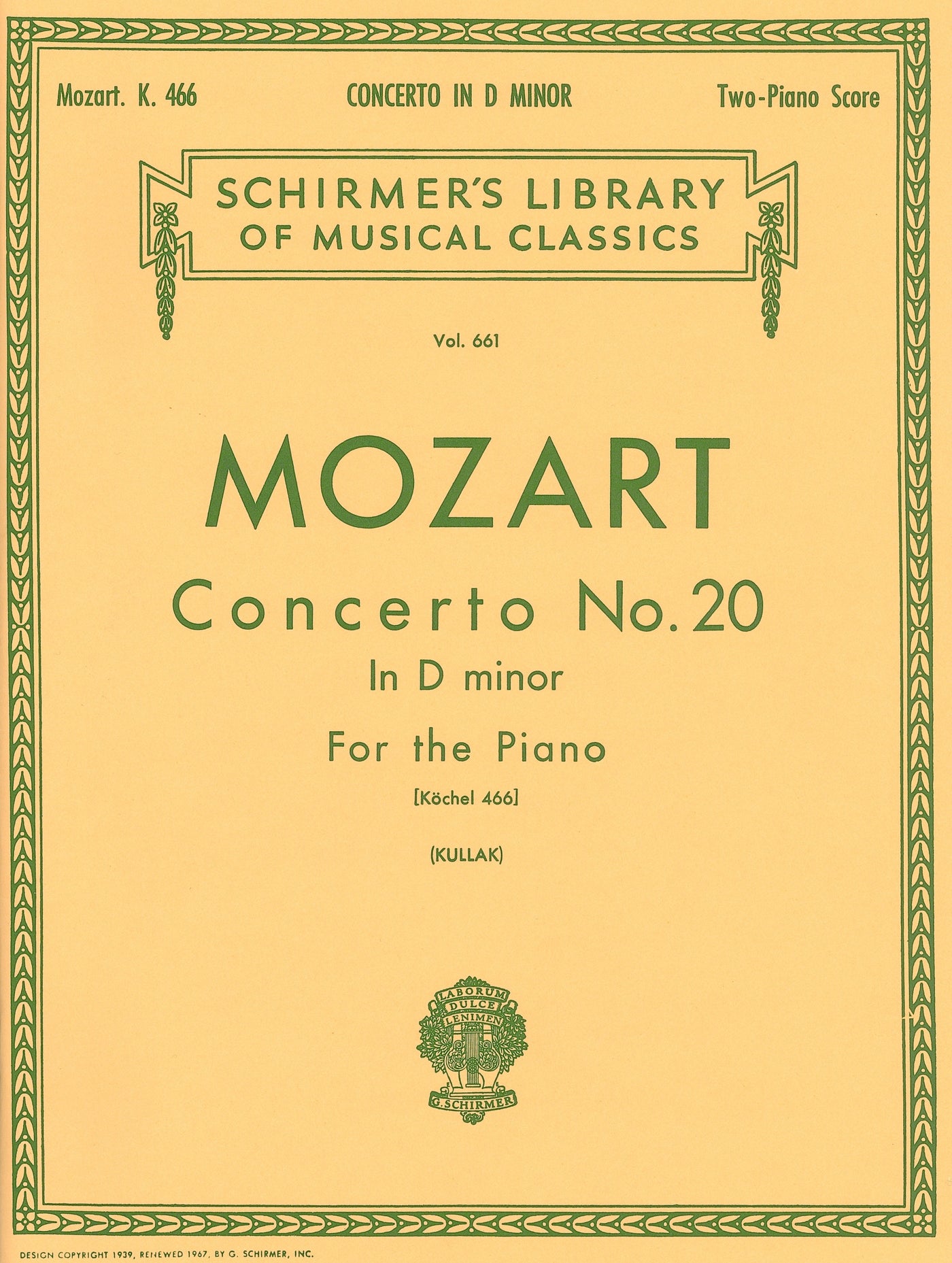 ピアノ協奏曲 第20番 ニ短調 KV466（2台4手）／Concerto No. 20 in D