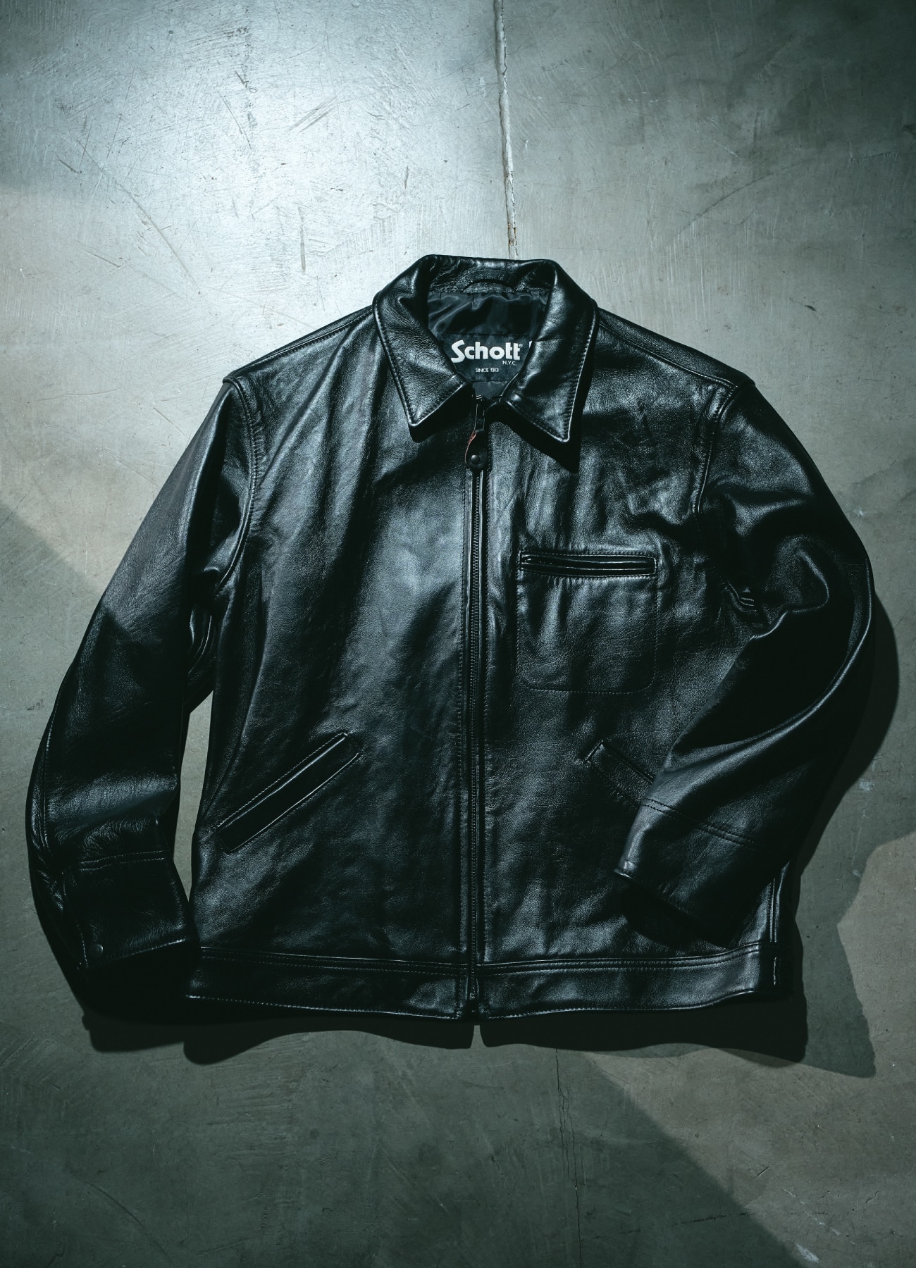 WILDSIDE × Schott LEATHER TRACKER JACKET(36 / S Black): Schott
