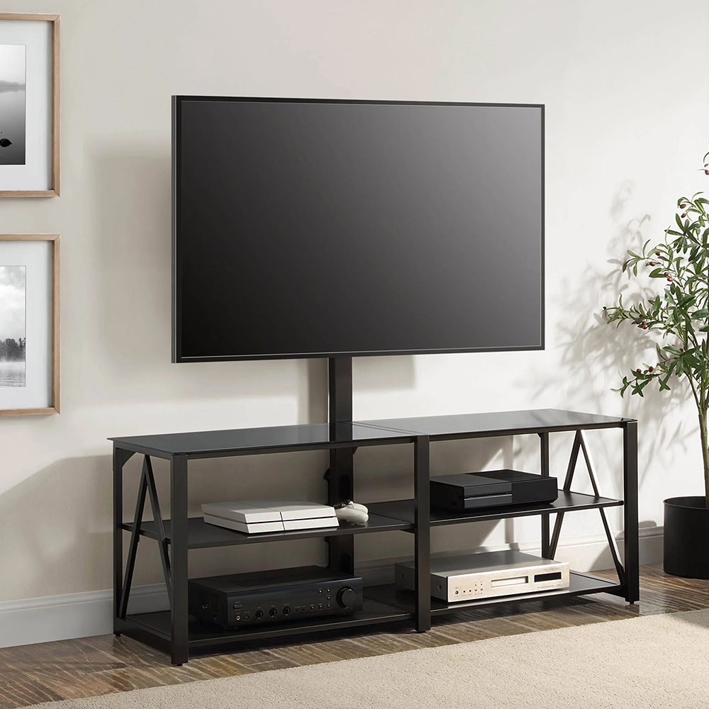 Spectrum 60in Black 3-in-1 TV Stand | Whalen Furniture