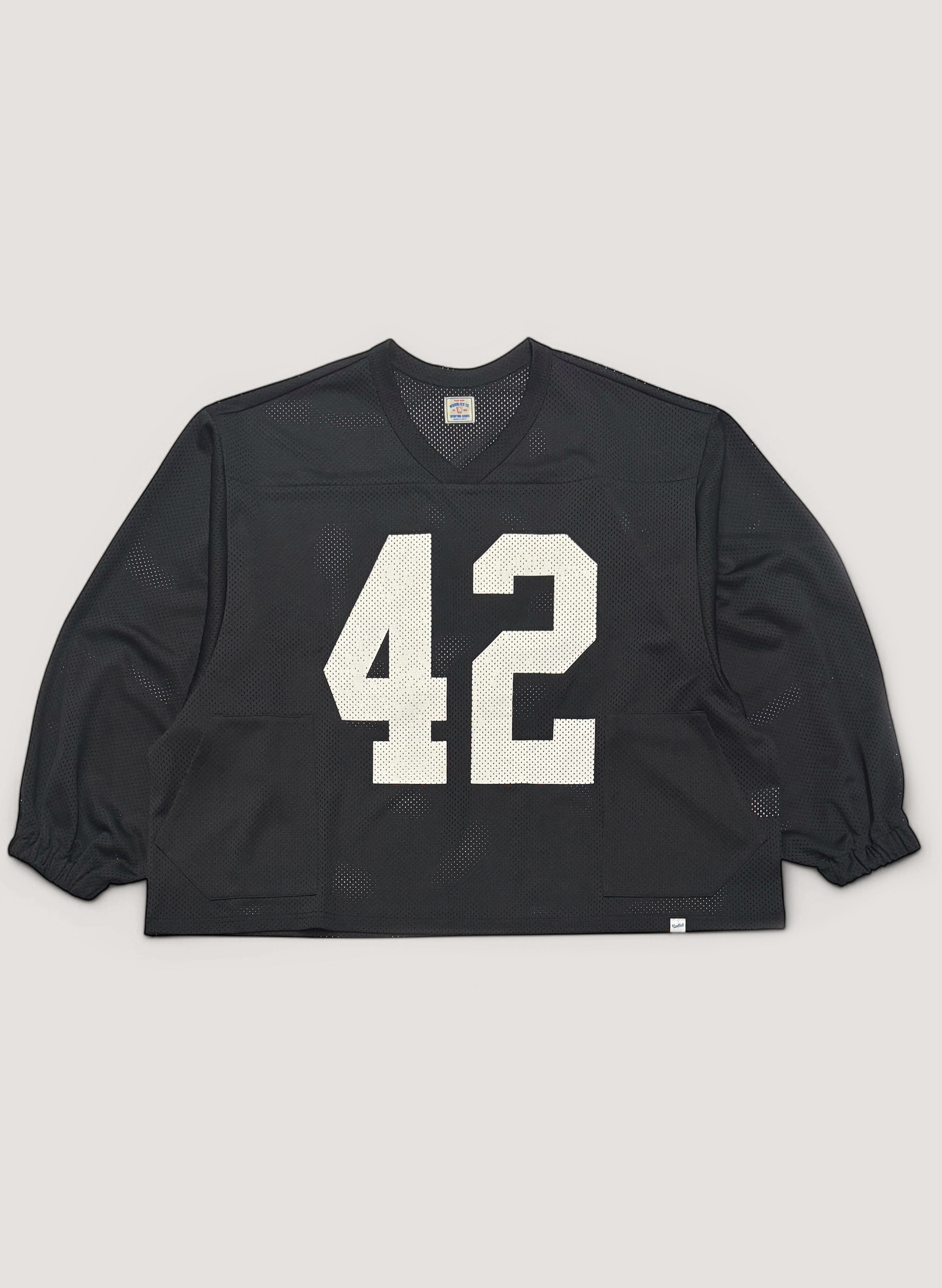 WOODBLOCK 42 MESH FOOTBALL LS SHIRT BLACK/WHITE (WB-25AW-002)